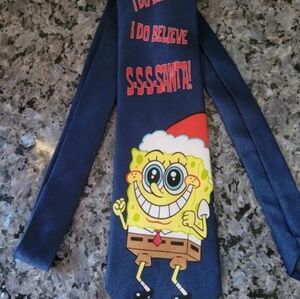 Mens Tie SpongeBob Christmas Nickelodeon Necktie I DO BELIEVE SANTA Vintage 2002